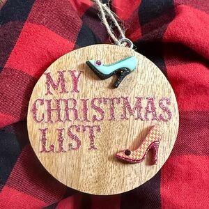 Wooden Christmas Ornament with Shoe Design NEW